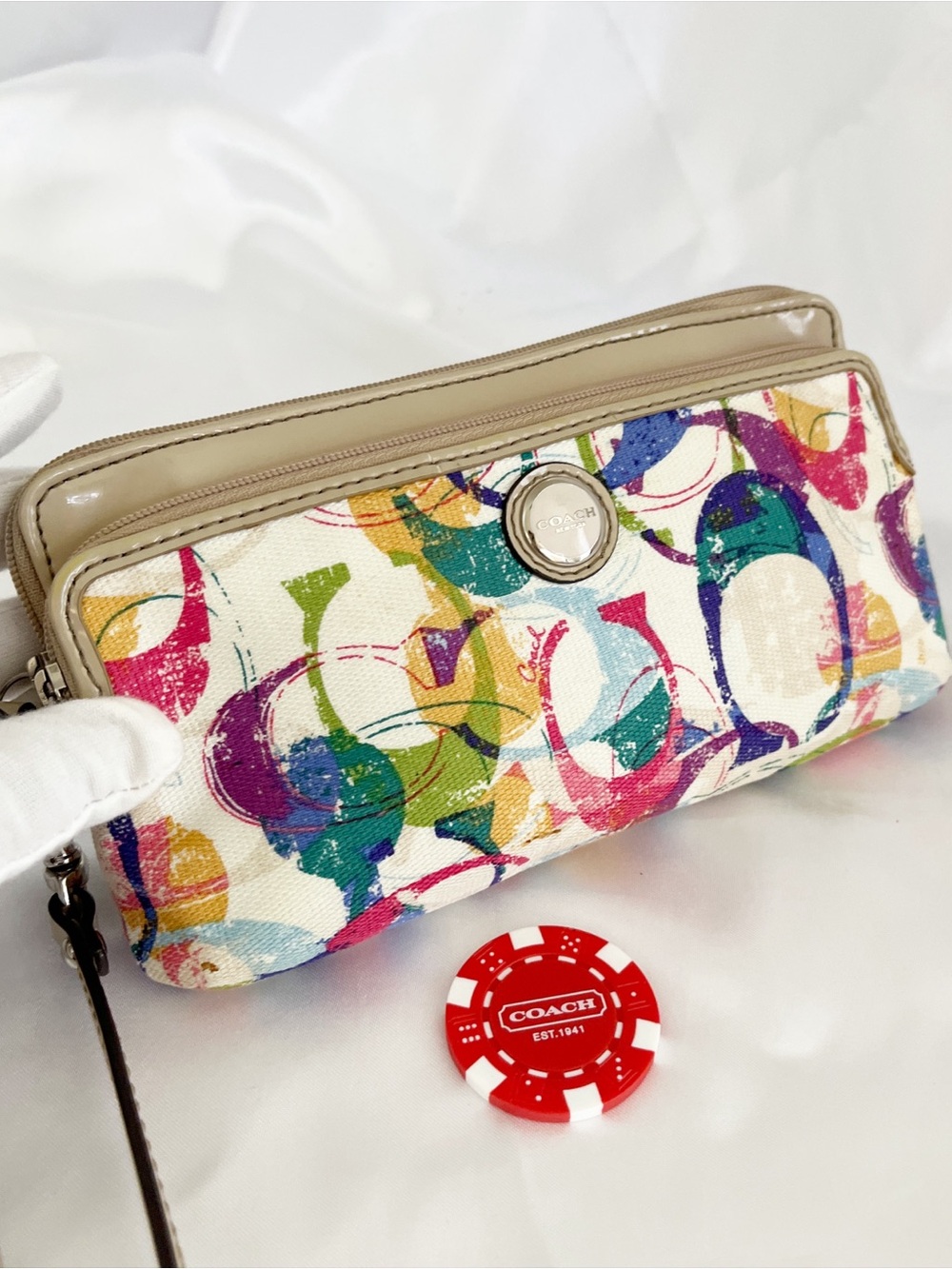 COACH Bundle Collectible Red Poker Chip EST. 1941 Coach Wristlet Coach Dust Bag